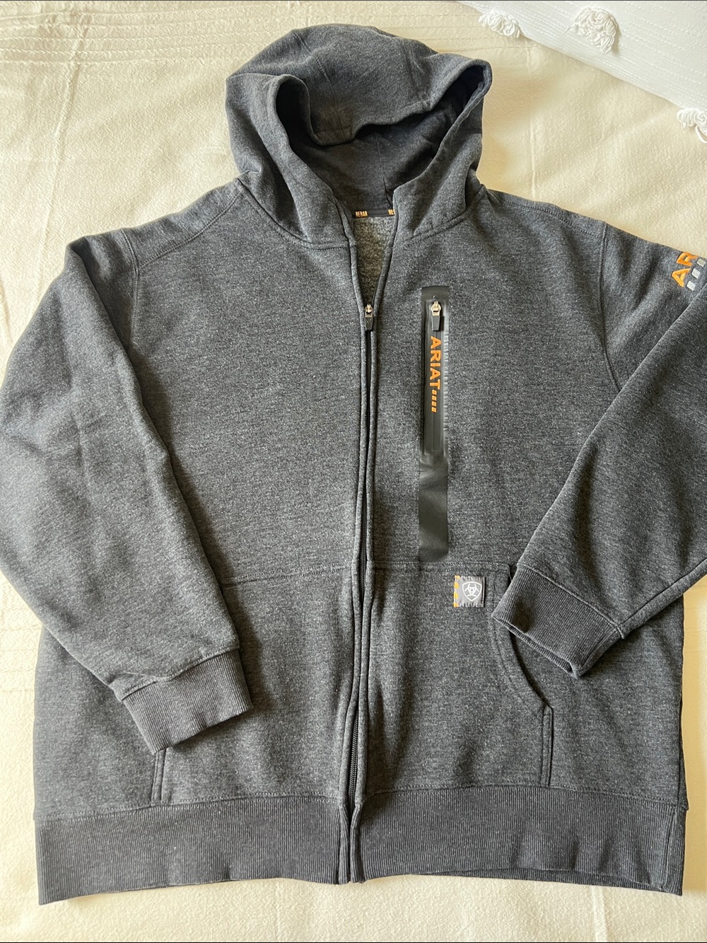Ariat Men’s Charcoal Full-Zip Hoodie with Logo Accent